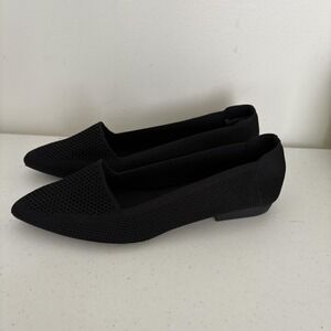 MIA Shoes Womens Size 8W Black Knit‎ Flats Pointed Toe Slip On Wide G100340SSW